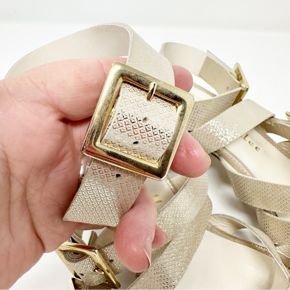 BETTYE MULLER GOLD METALLIC ANKLE STRAP‎ SANDALS 38 - Picture 3 of 11